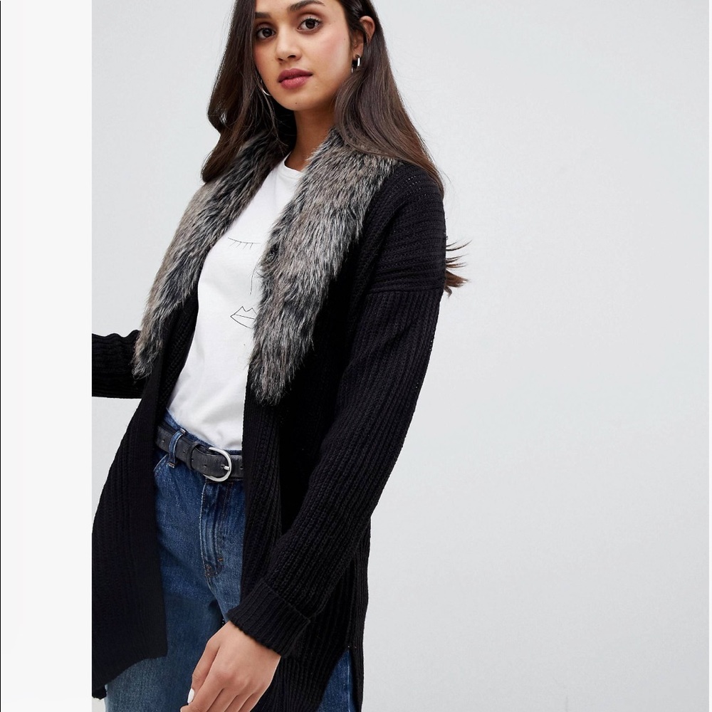 Bravesoul cardigan with detachable faux fu…